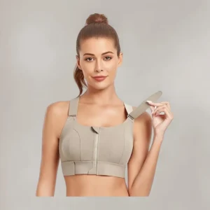 Pack of 2 - High Impact Front Zip Compression Sports Bra Criss Cross Back